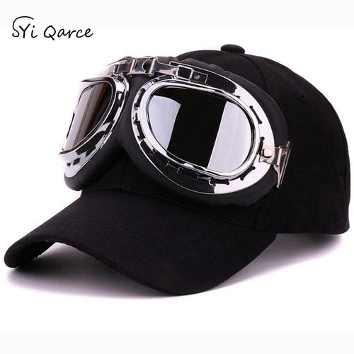 Adjustable Baseball Cap with Ski Goggles