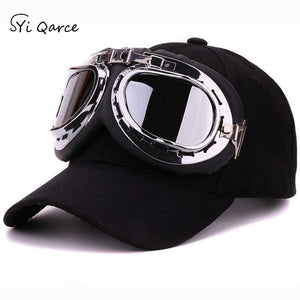 Adjustable Baseball Cap with Ski Goggles