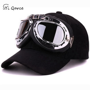 Adjustable Baseball Cap with Ski Goggles