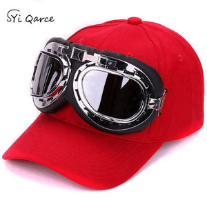 Adjustable Baseball Cap with Ski Goggles