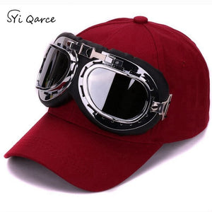 Adjustable Baseball Cap with Ski Goggles