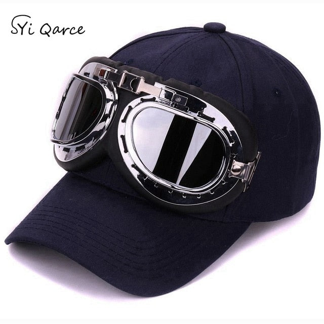 Adjustable Baseball Cap with Ski Goggles