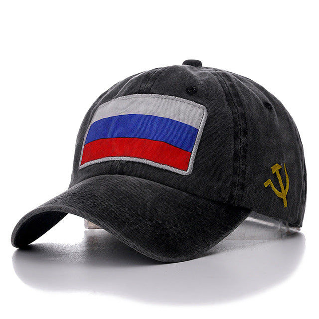 r Baseball Cap Russian Flag Cap High Quality Washed Cotton